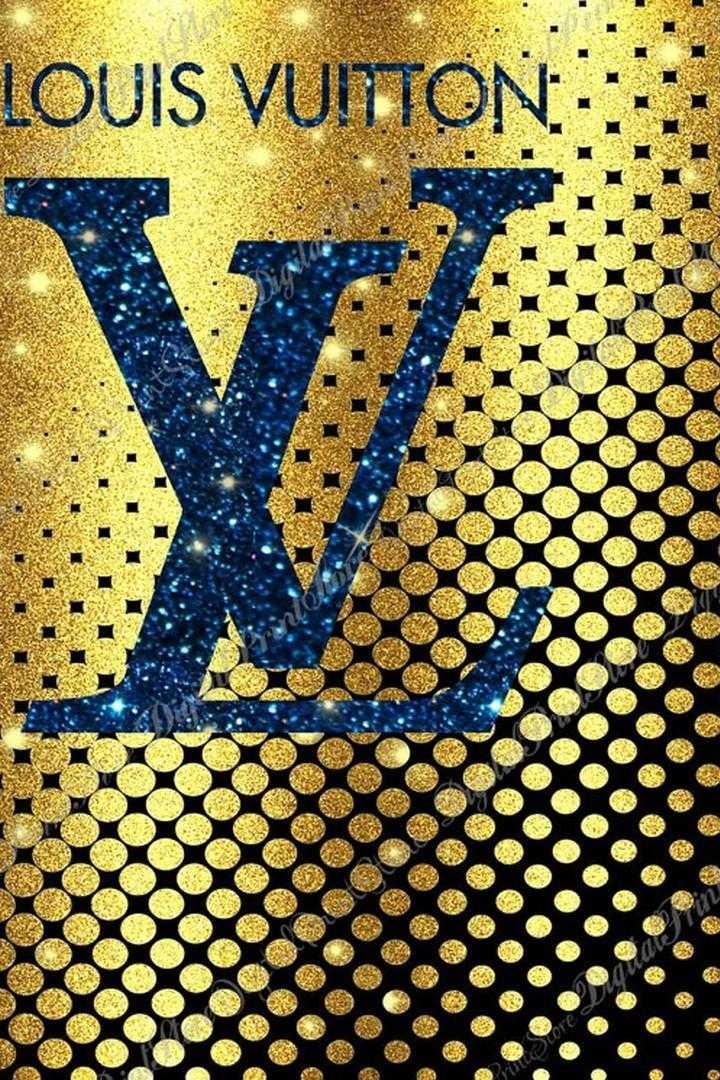 wallpaper gold louis vuitton logo