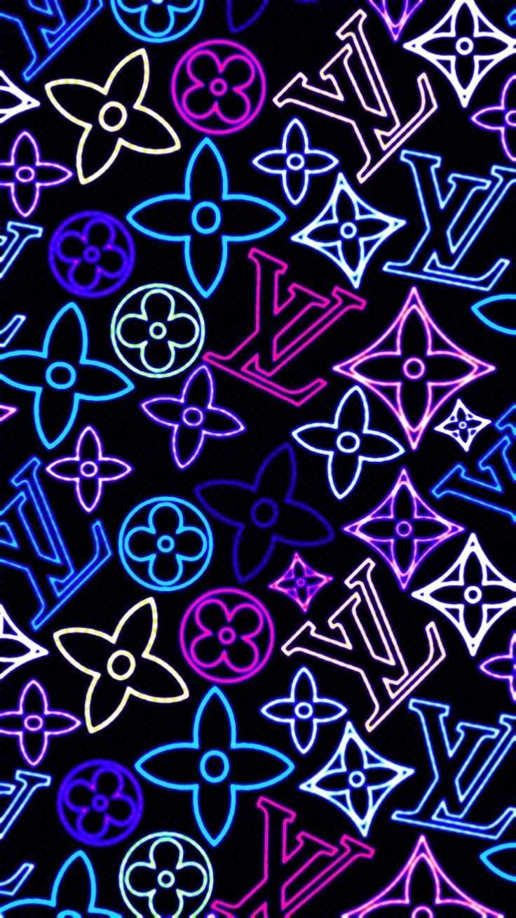 Download Louis Vuitton Blue-purple On Black Wallpaper