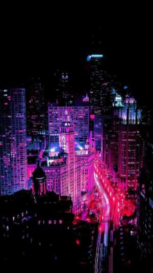 iPhone Neon City Wallpaper