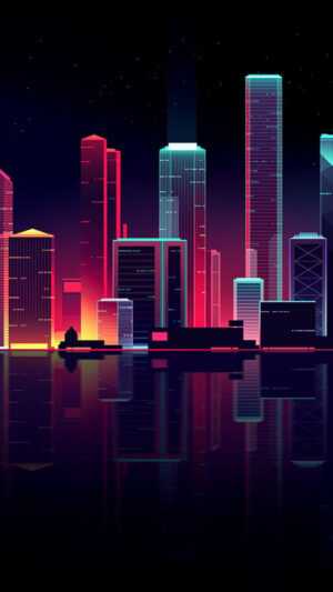 iPhone Neon City Wallpaper