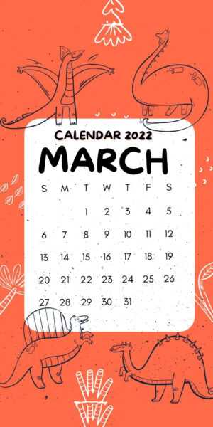 2022 March Calendar Wallpaper