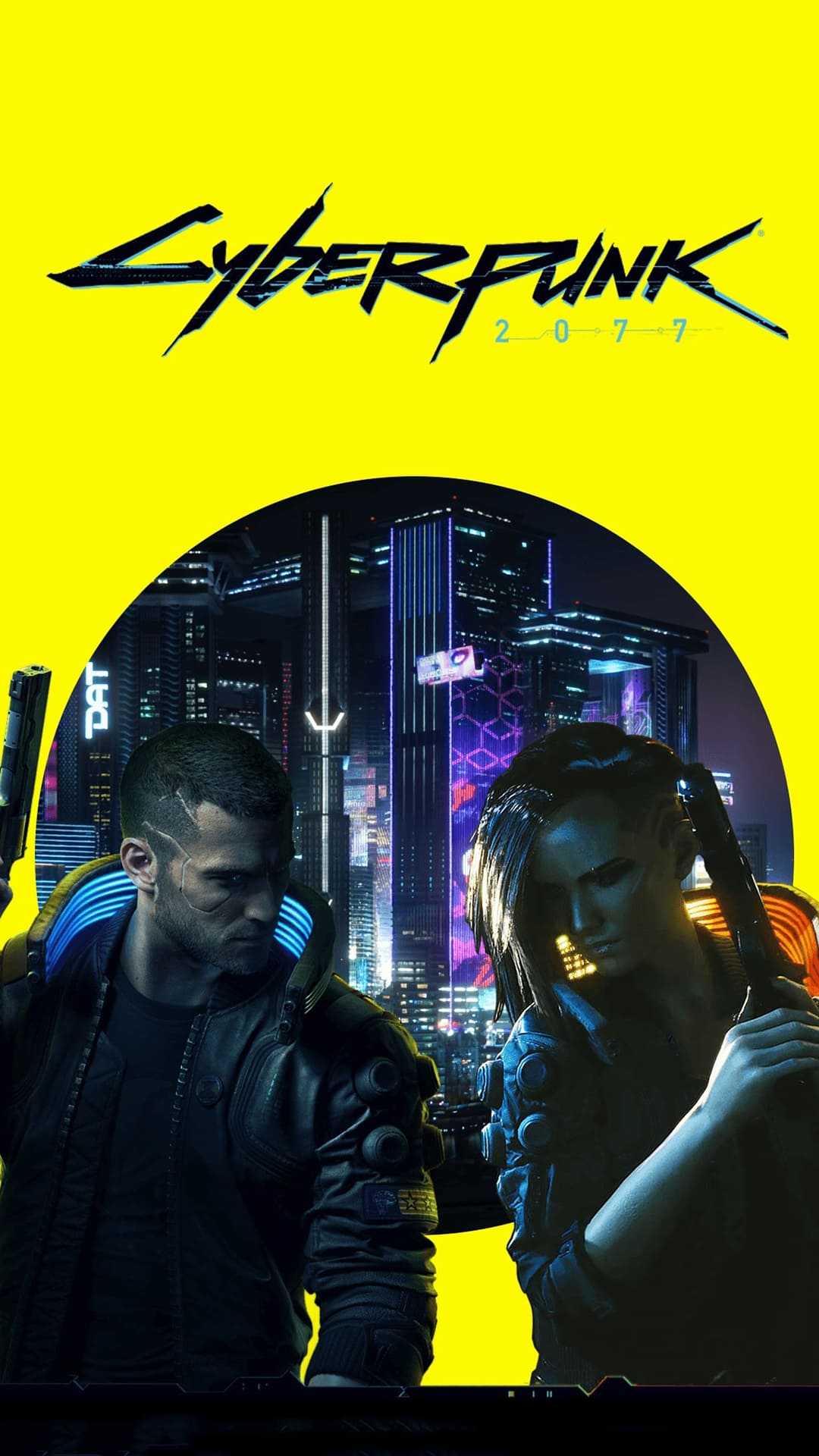 CYBERPUNK 2077 YELLOW PHONE WALLPAPER