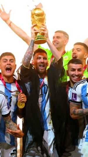 Messi Lifting World Cup Wallpaper