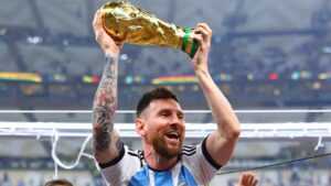 Messi Lifting World Cup Wallpaper