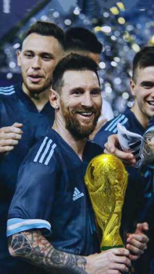 Messi World Cup Trophy Wallpaper