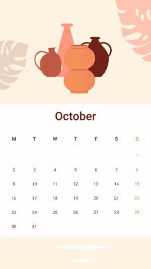 October Calendar 2023 Wallpaper