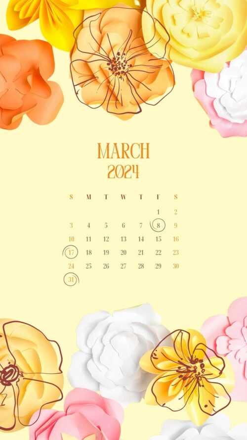 March 2024 Calendar Wallpaper iXpap